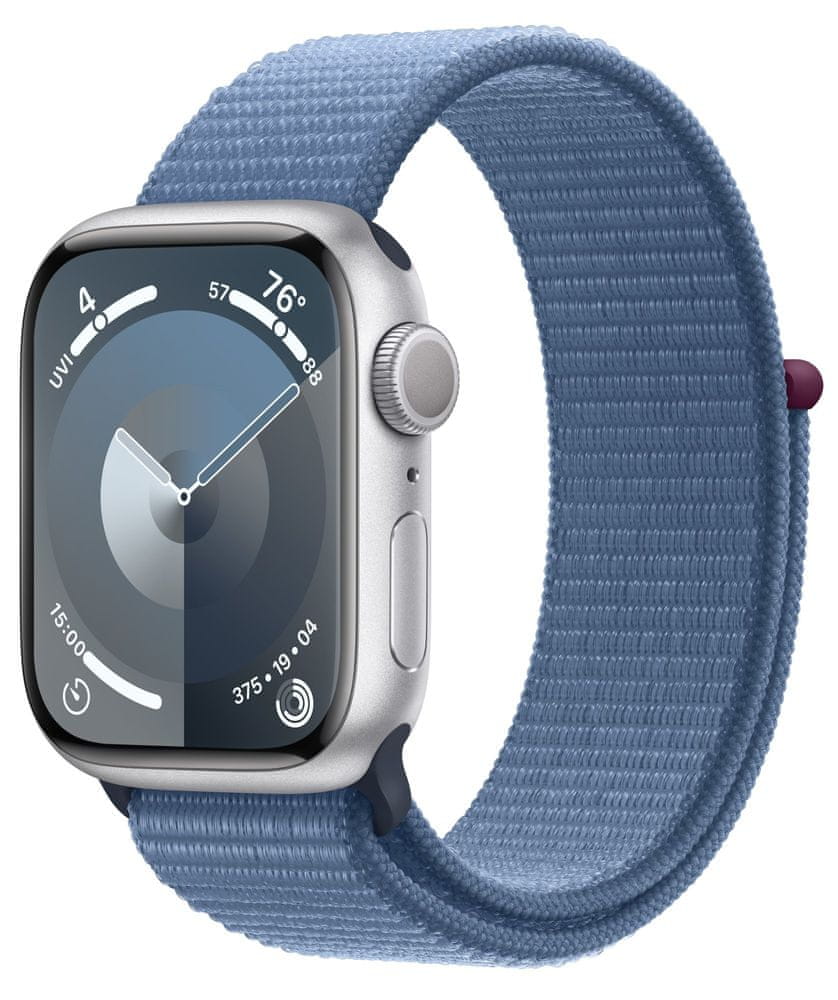 Apple Watch Series 9, 45 mm, Silver, Winter Blue Sport Loop (MR9F3QC/A)